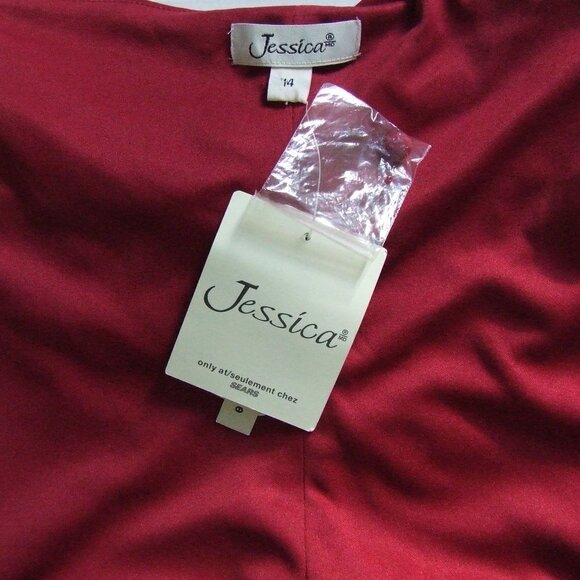 Red evening dress vintage Jessica plus size halter beaded formal prom 90s new - Picture 11 of 14